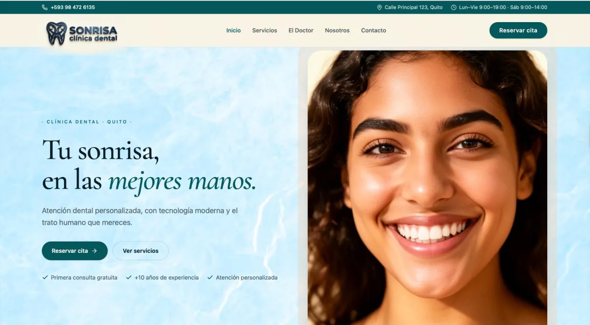 Sitio web de Sonrisa Dentistas